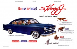 November 1950 magazine ad for the new Henry J economy coupe
